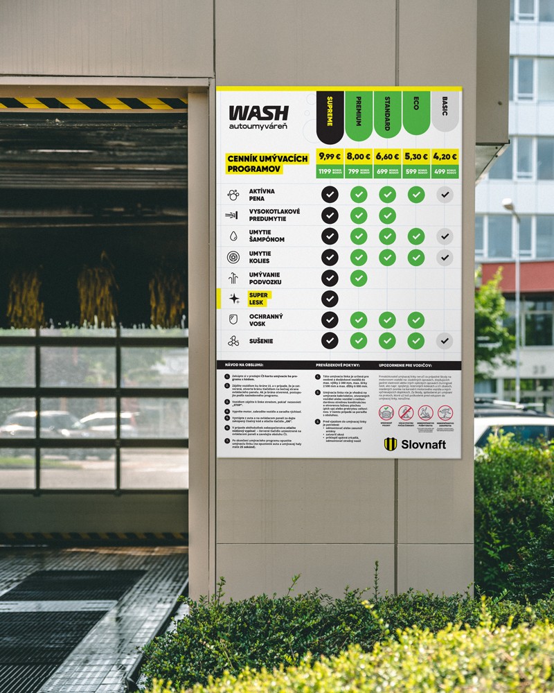 Wash autoumýváreň - cenník Car Wash